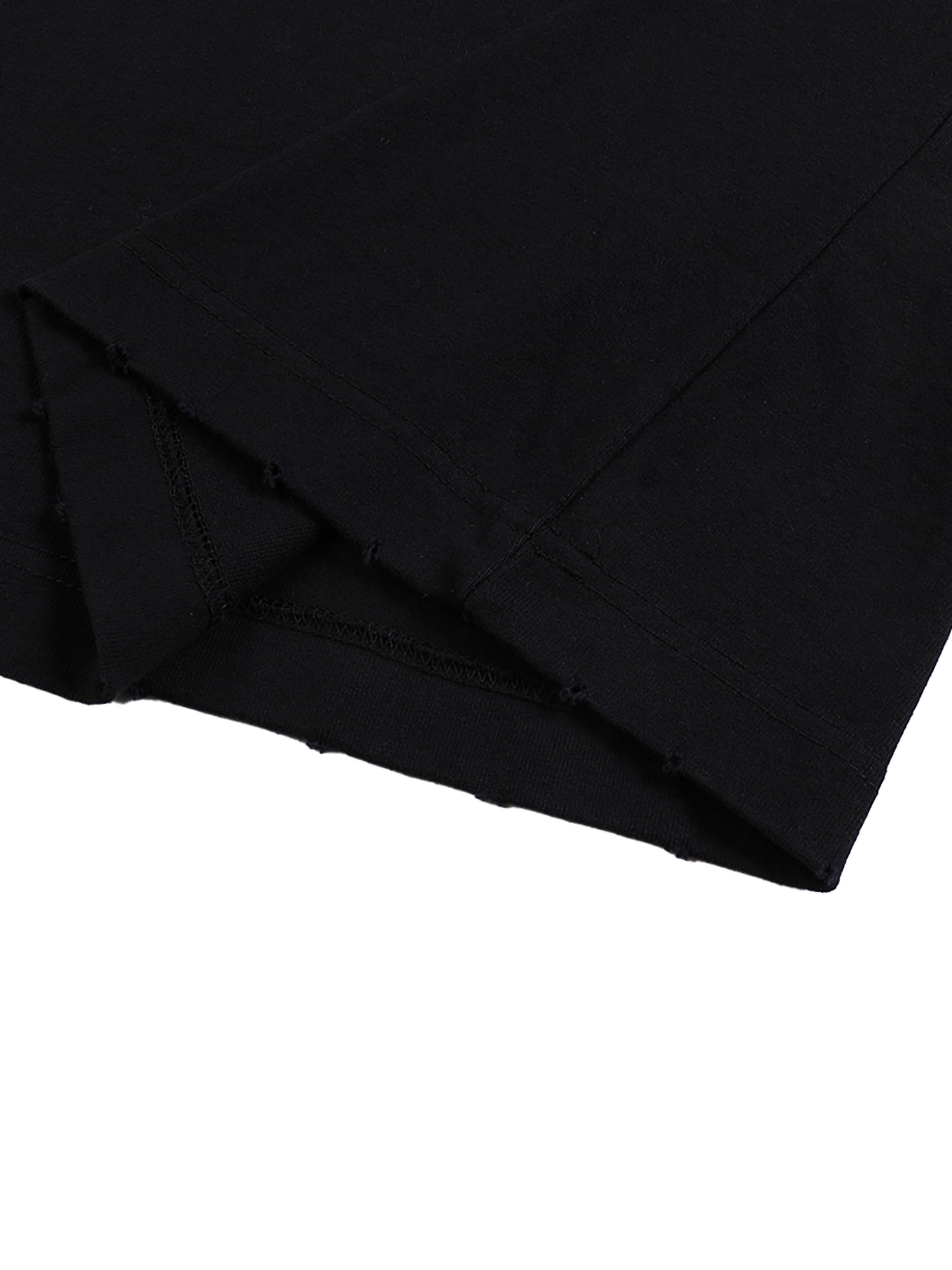 ESSENTIAL HEAVYWEIGHT HAND-FRAYED TEE BLACK